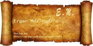 Erger Mátyás névjegykártya